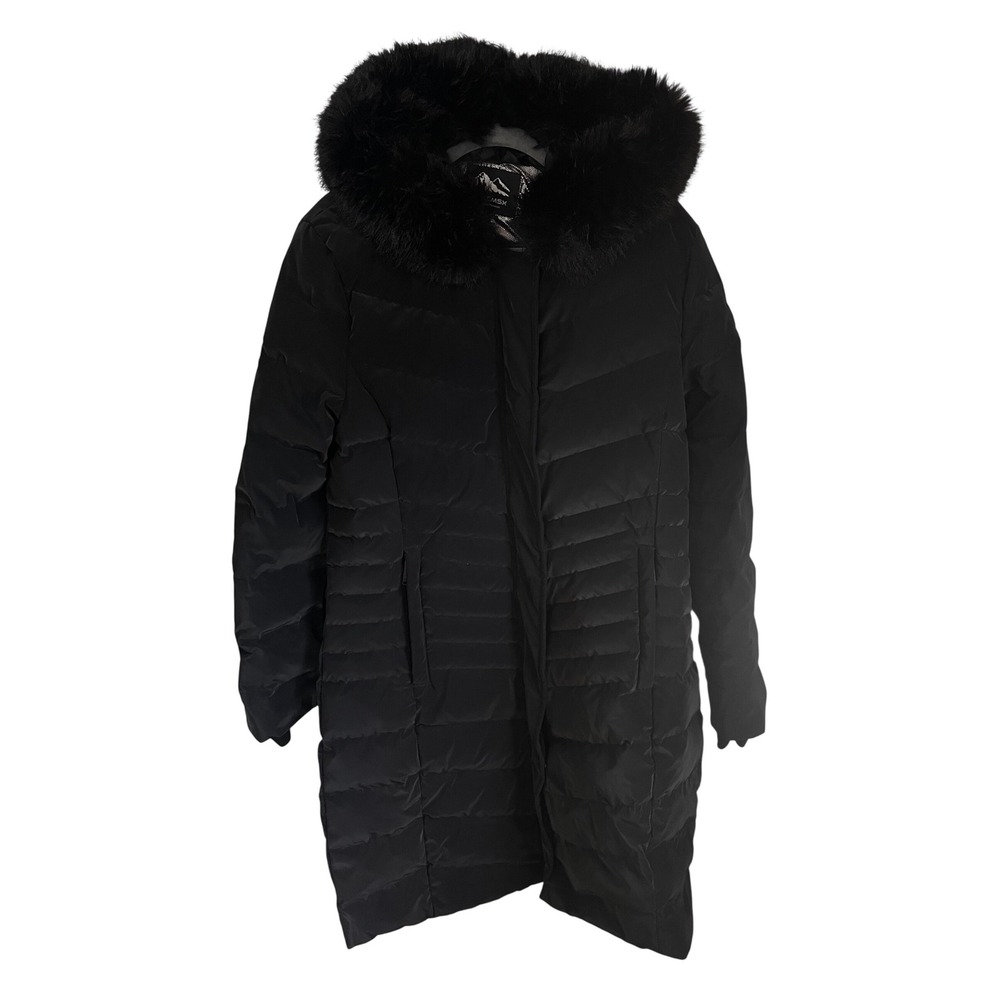 Molemsx Mountain Pioneer Women Black Down Parka Faux Fur Hood Winter Coat Large